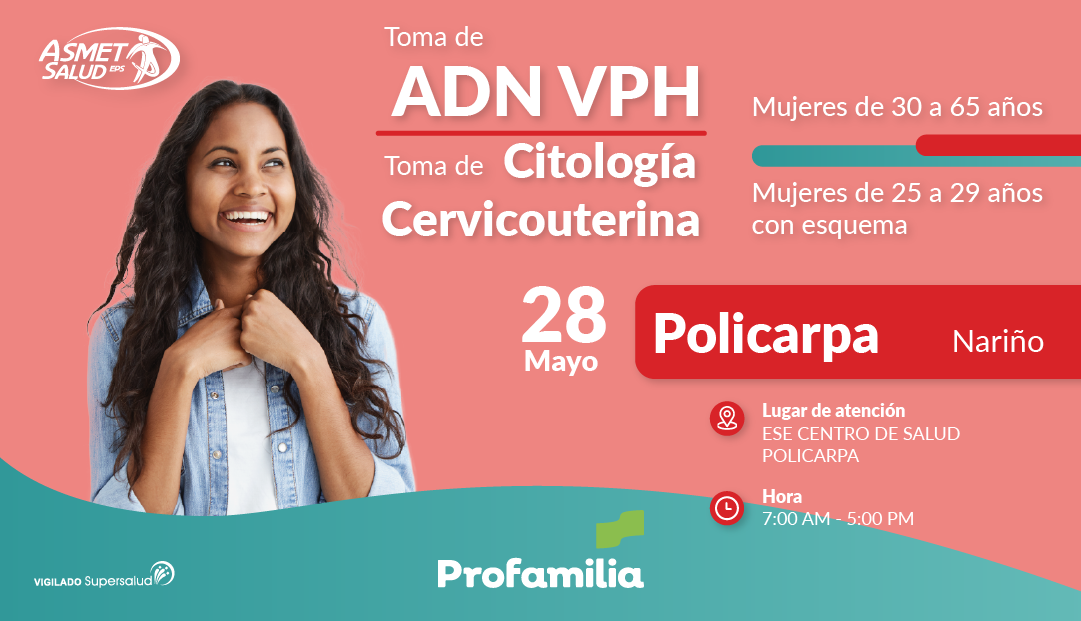 oma de ADN VPH citología Cervicouterina. Policarpa, Nariño